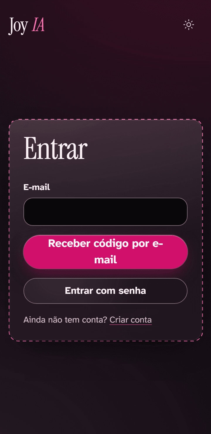 Tela de entrar