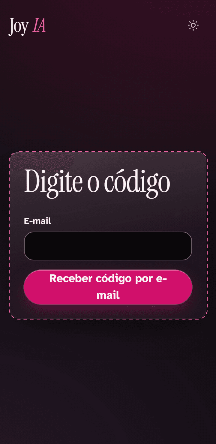 Tela do código de 6 dígitos